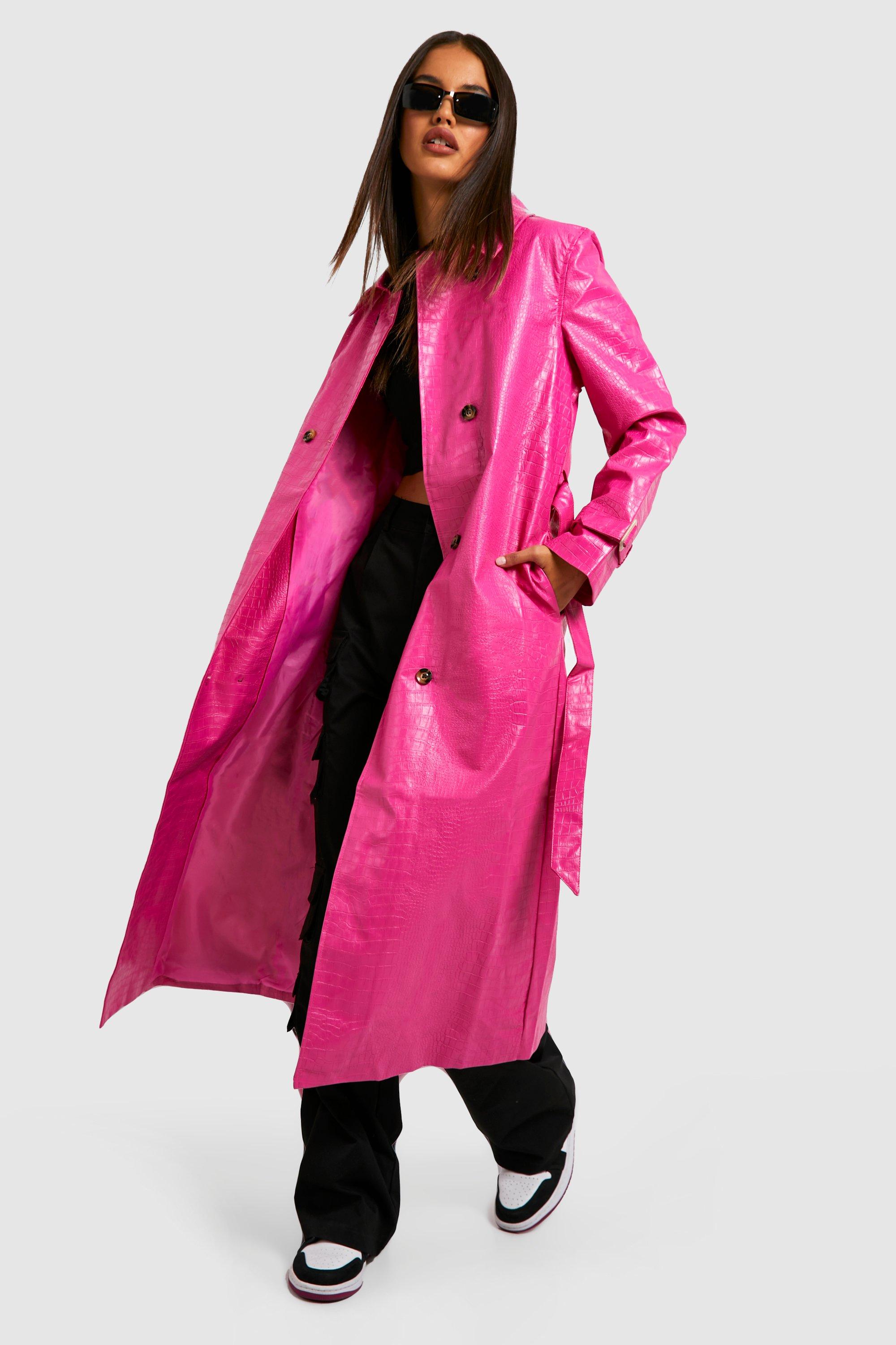 Faux Leather Longline Trench Coat | boohoo